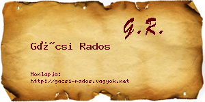 Gácsi Rados névjegykártya